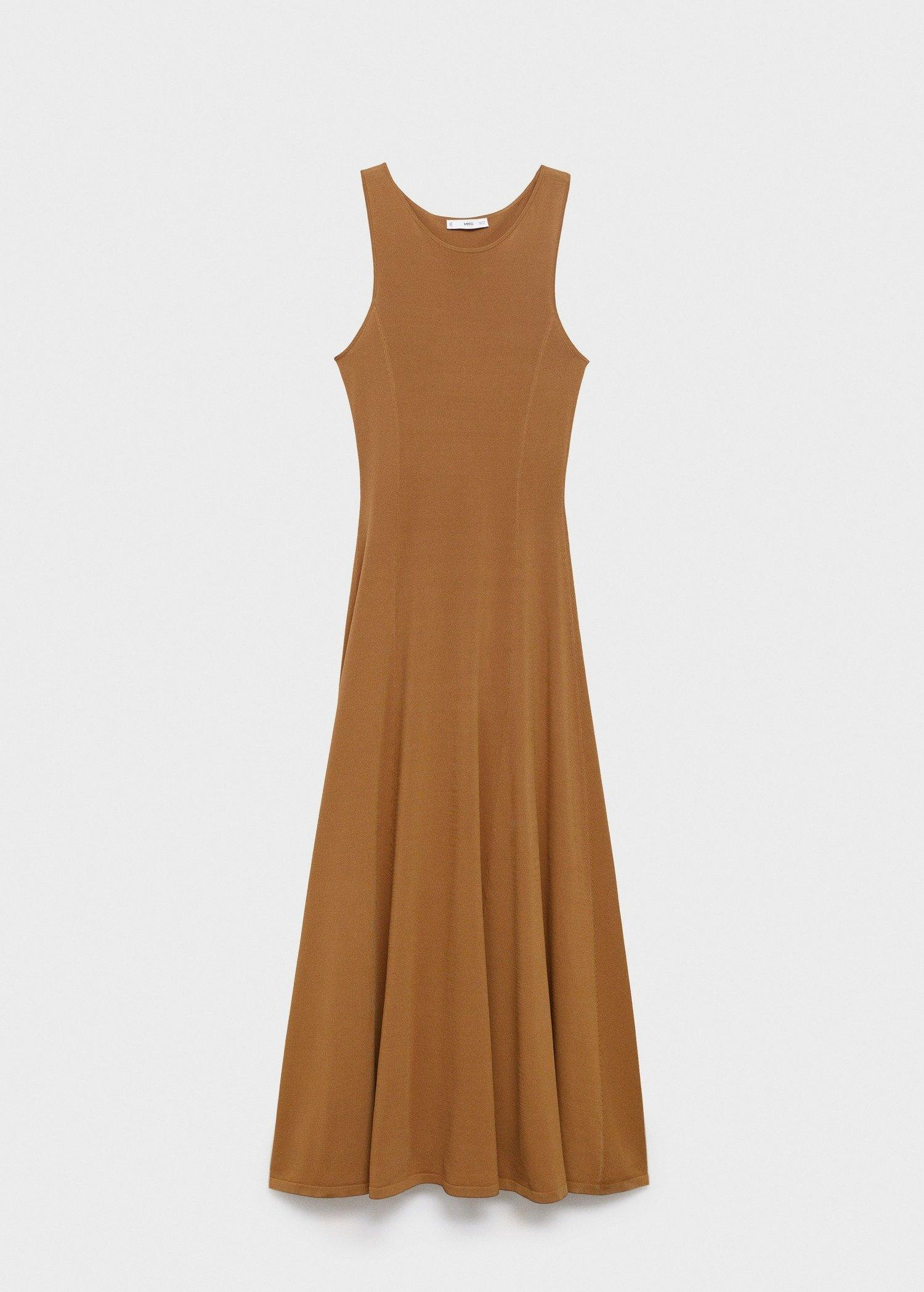 Brown Knit Long Dress, Medium Brown, large image number 6