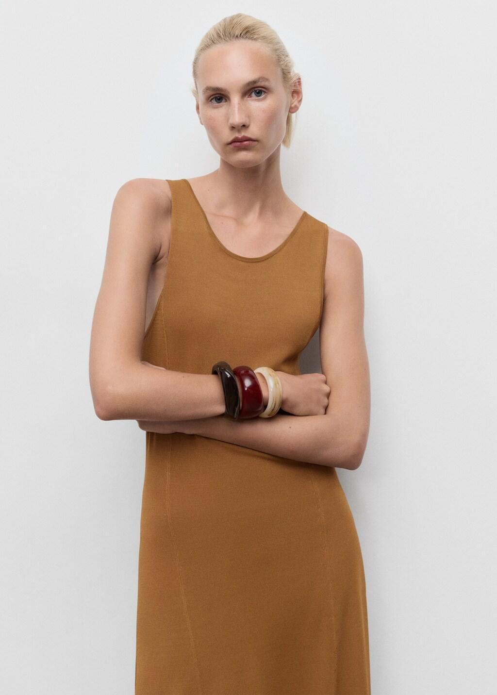 Brown Knit Long Dress, , large image number 7