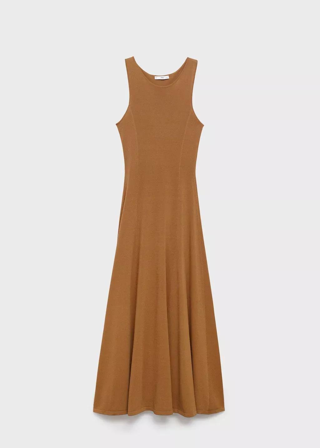 Brown Knit Long Dress, Medium Brown, large image number 7