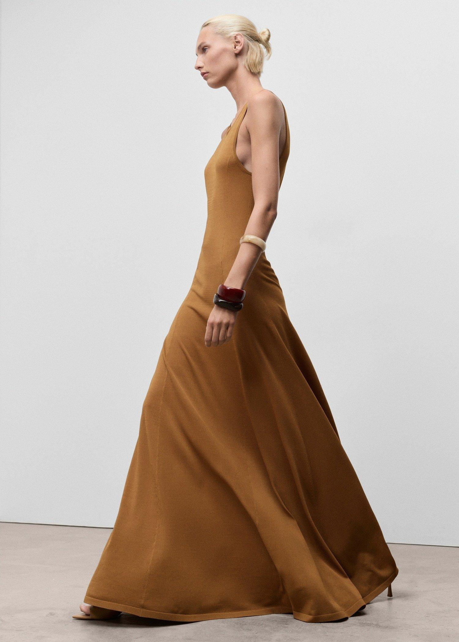 Brown Knit Long Dress, Medium Brown, large image number 8