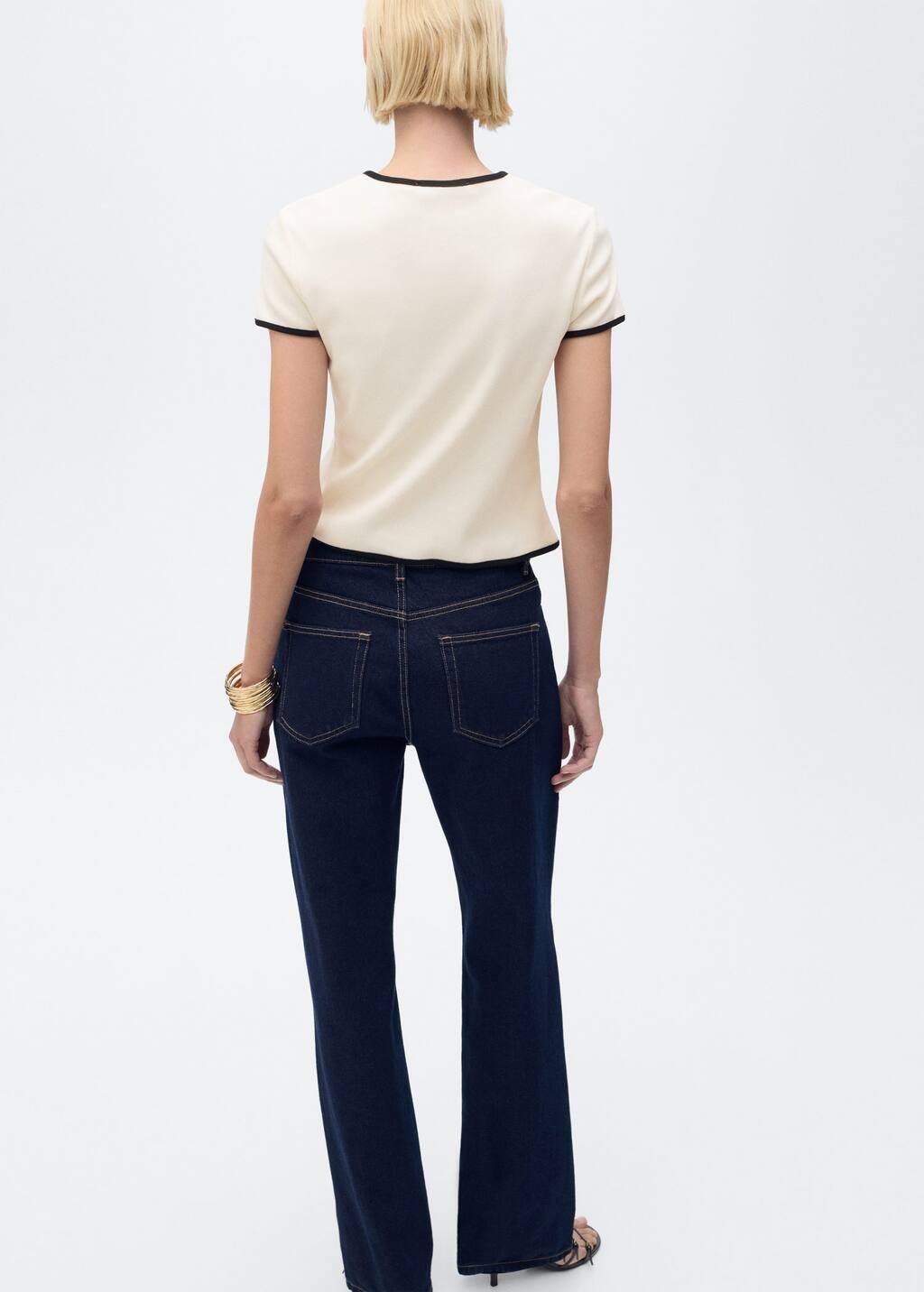Beige Cotton T-Shirt With Contrasting Trim, , large image number 8