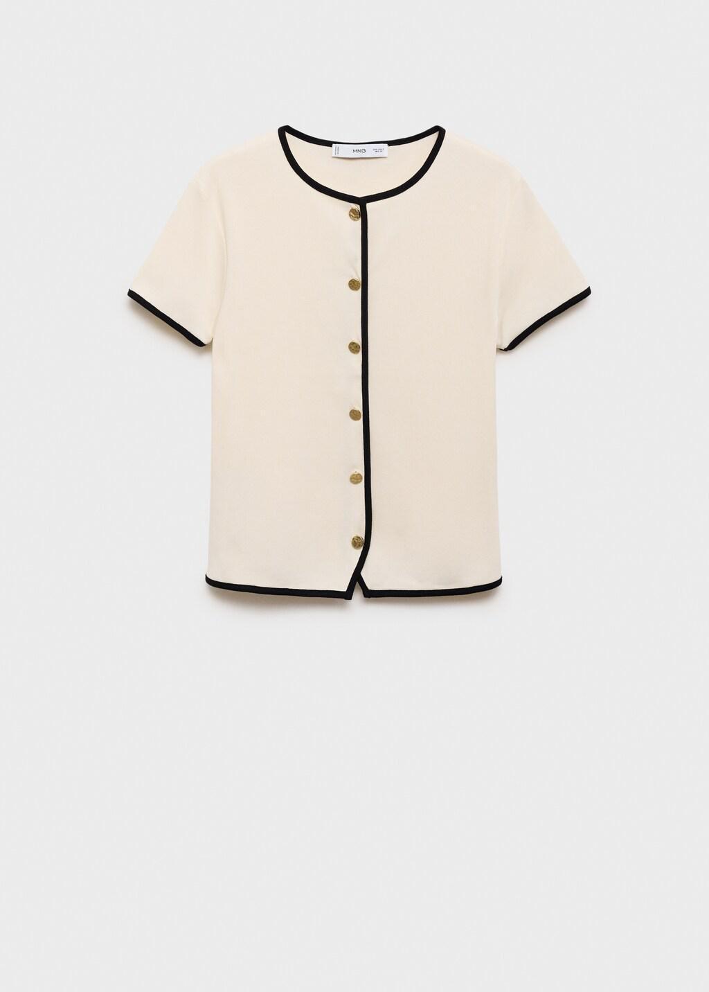 Beige Cotton T-Shirt With Contrasting Trim, , large image number 9