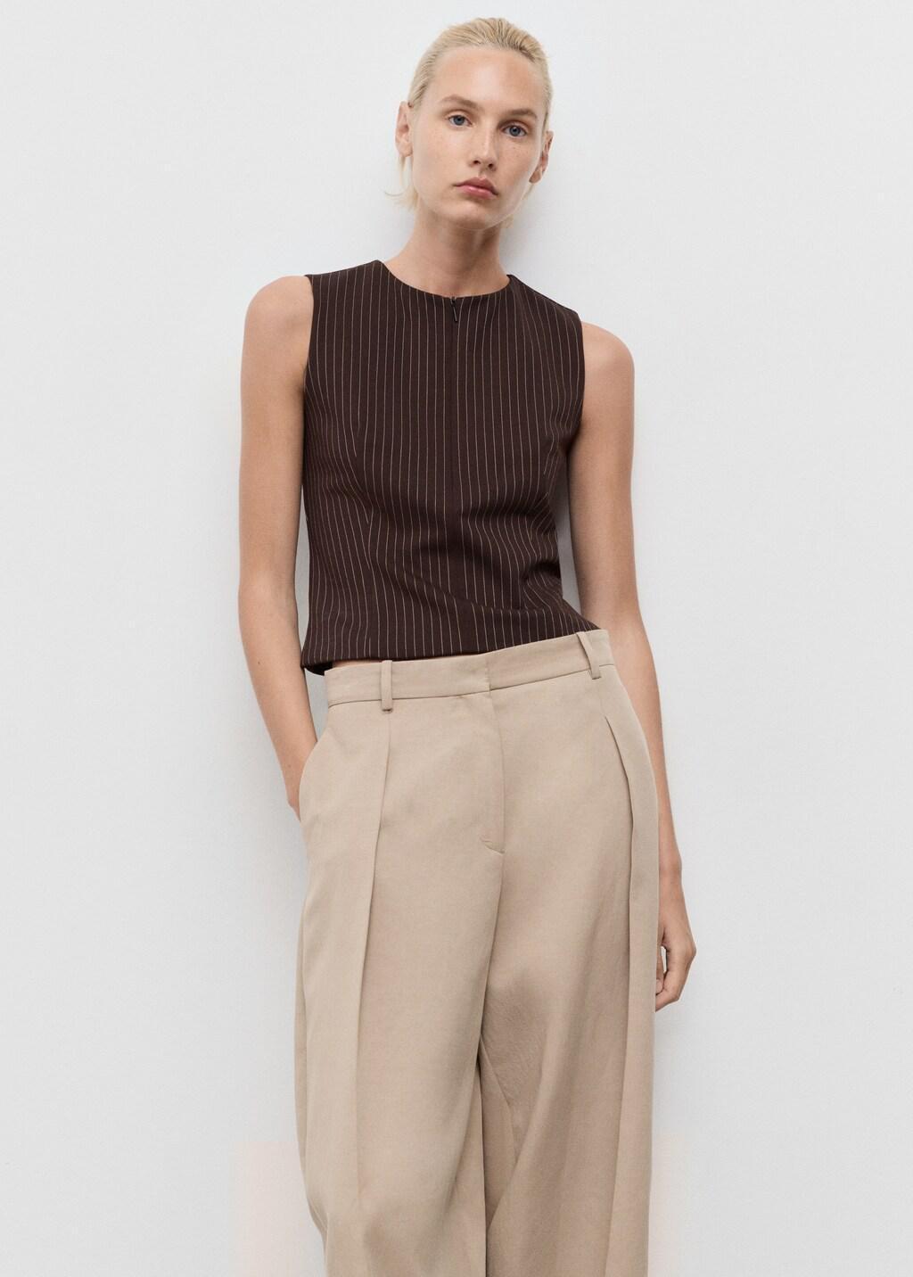 Black Fitted Top With Zip, , large image number 3