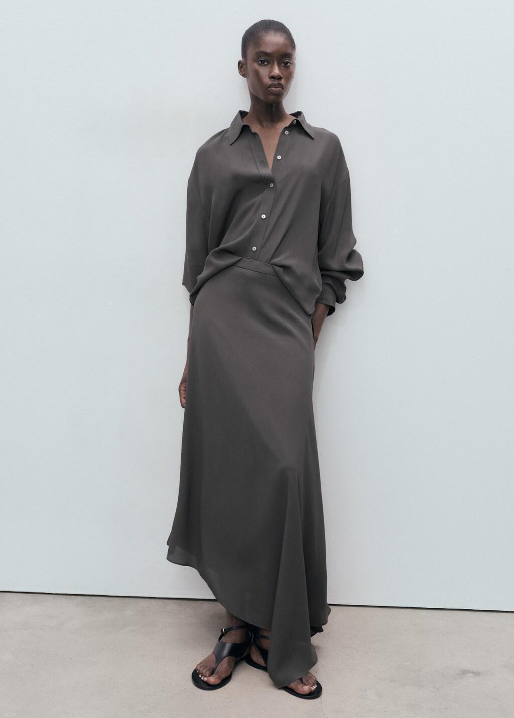 MEDIUM GREY Asymmetrical maxi-skirt, , large image number 0