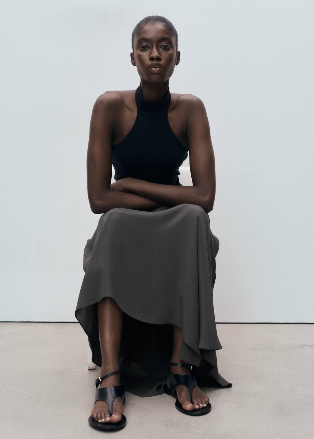 Grey Asymmetrical maxi-skirt, No Colour, medium