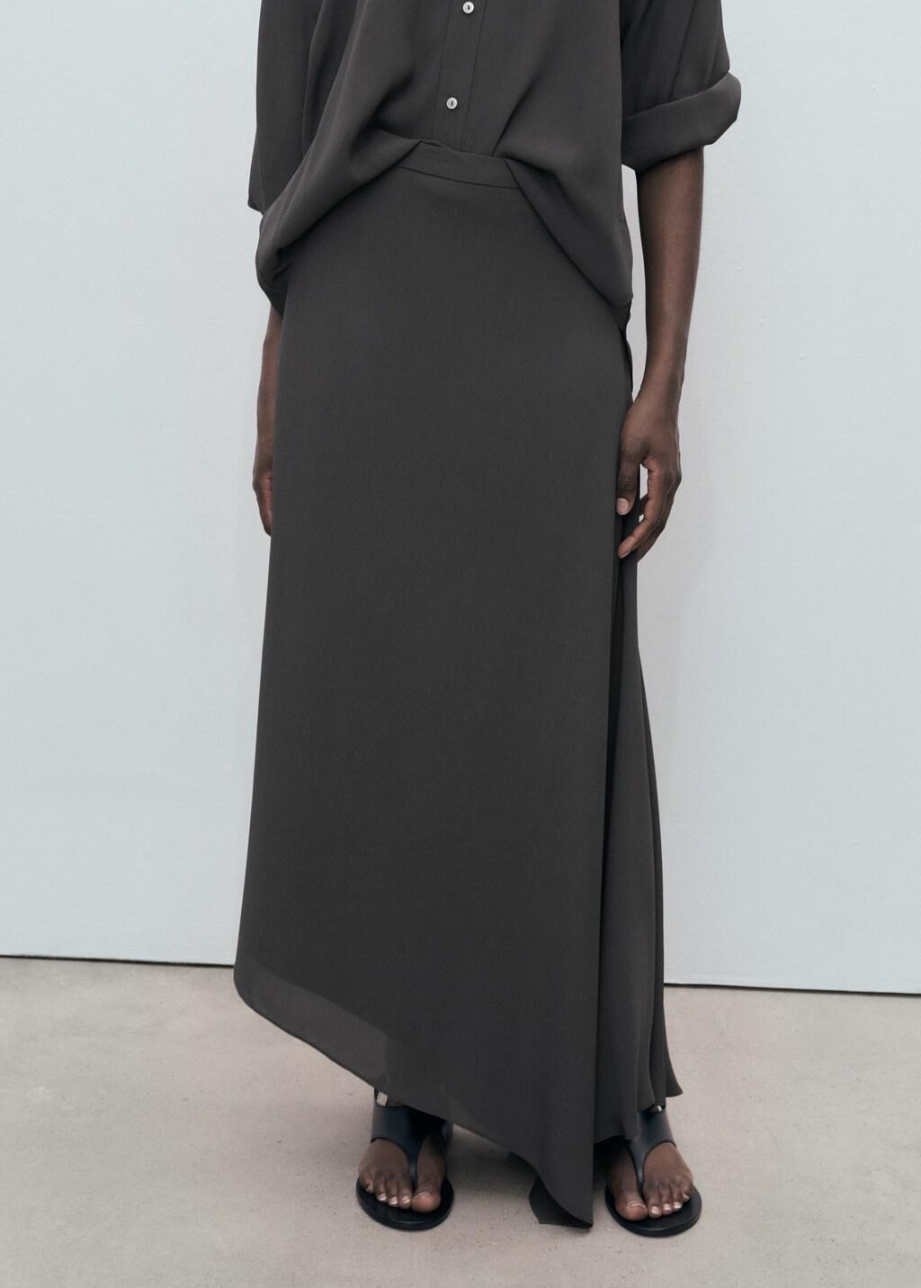 MEDIUM GREY Asymmetrical maxi-skirt, , large image number 3