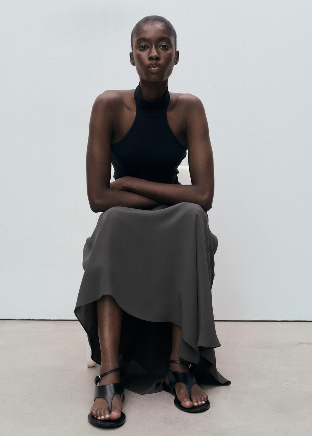 MEDIUM GREY Asymmetrical maxi-skirt, , large image number 4