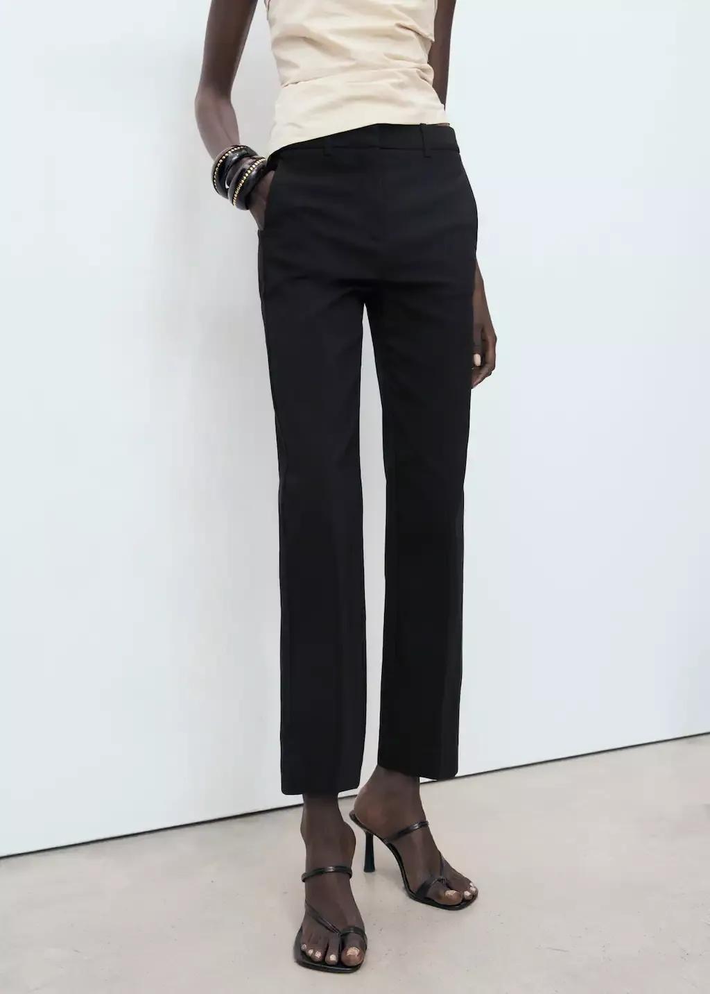 BLACK Straight-cut crop trousers, 0201_99, large image number 1