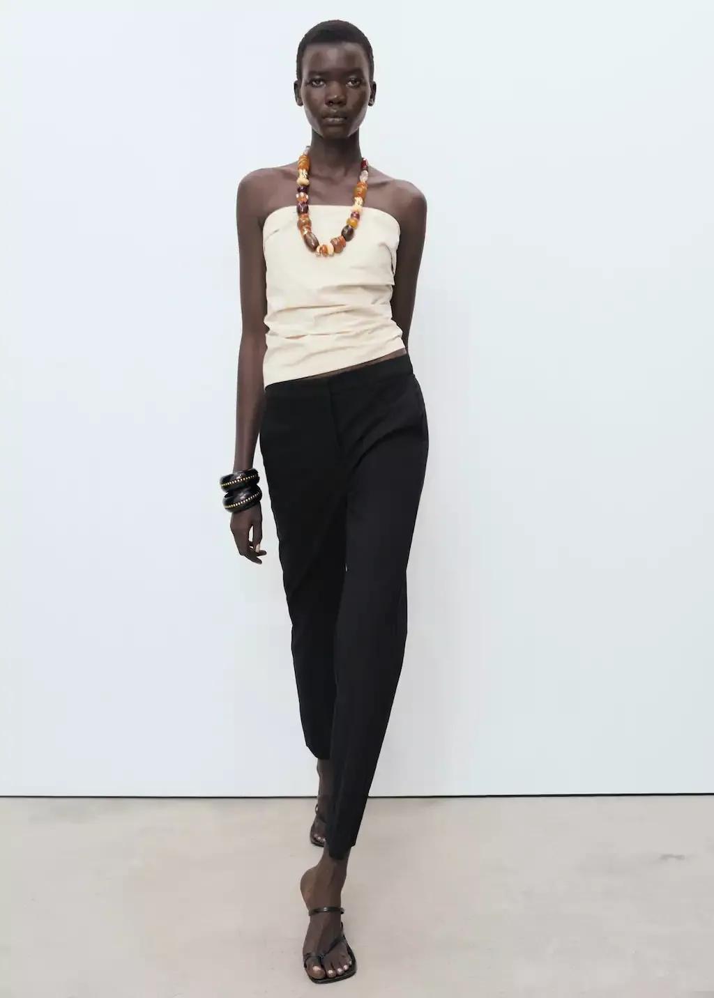 BLACK Straight-cut crop trousers, 0201_99, large image number 3