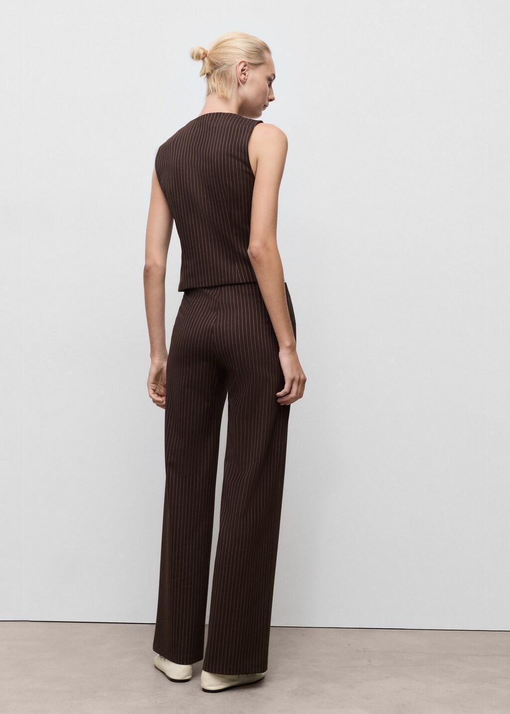Navy Straight Pants With Elastic Waist, , large image number 2