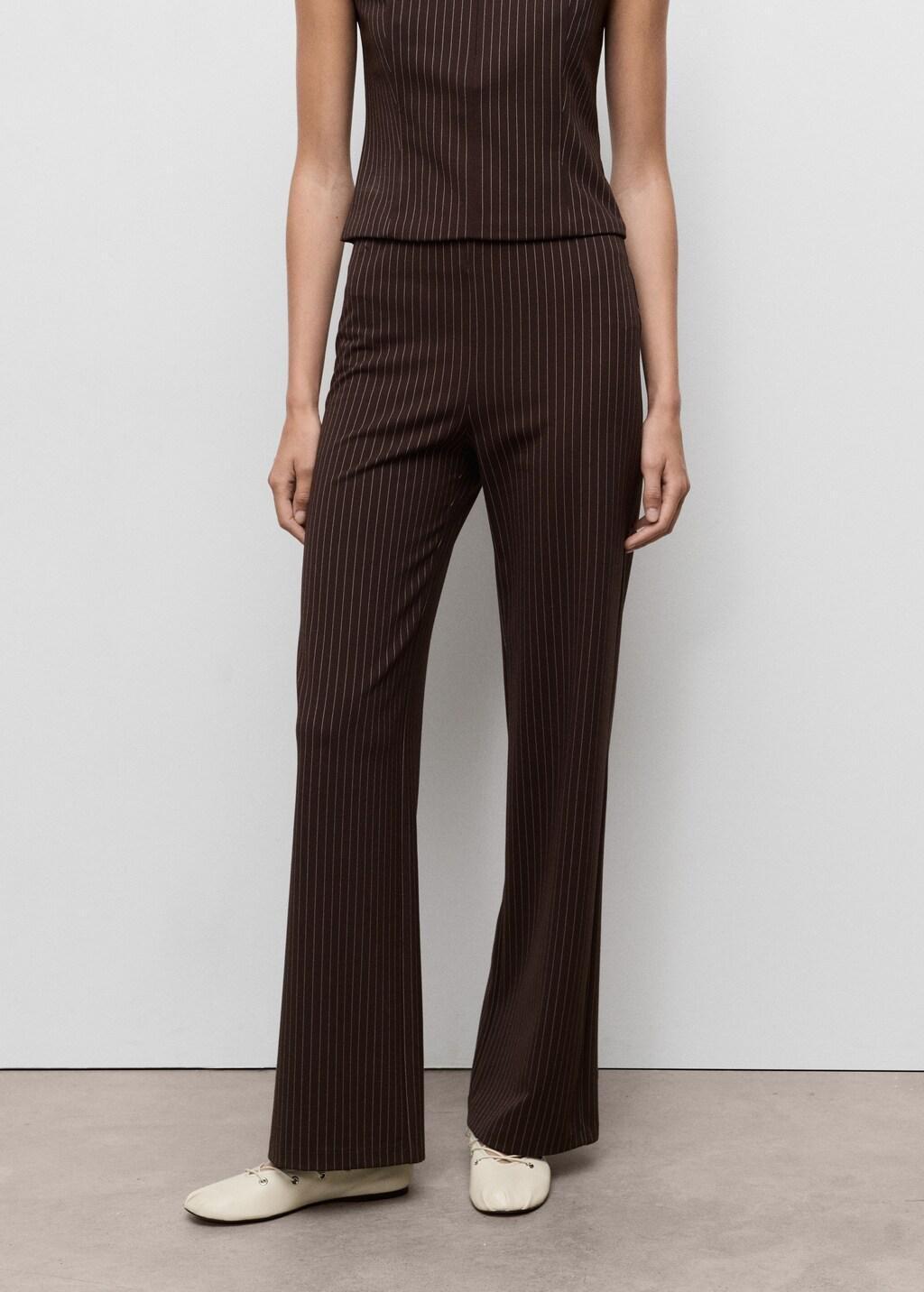 Navy Straight Pants With Elastic Waist, , large image number 3