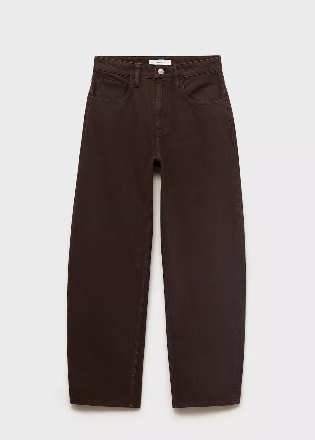 Brown High-Rise Balloon Jeans, Dark Brown, large image number 0