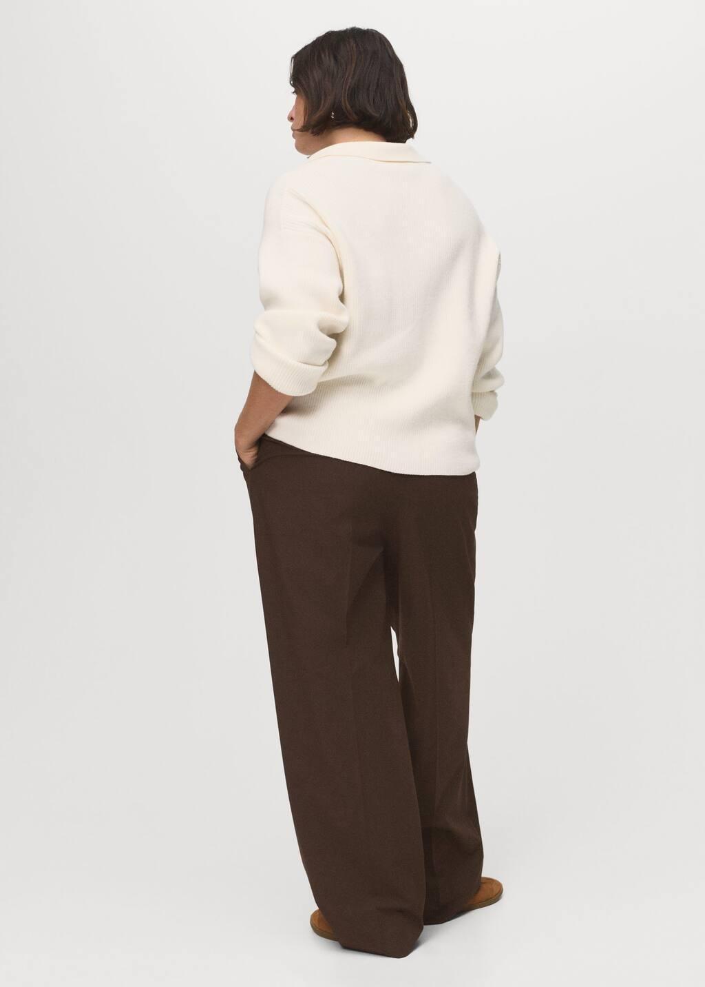 Brown Low-Rise Wide-Leg Trousers, 0201_30, large image number 4