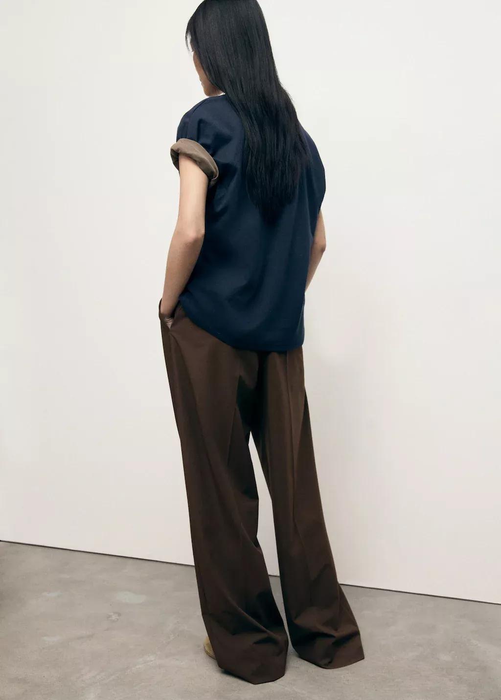 Brown Low-Rise Wide-Leg Trousers, , large image number 7