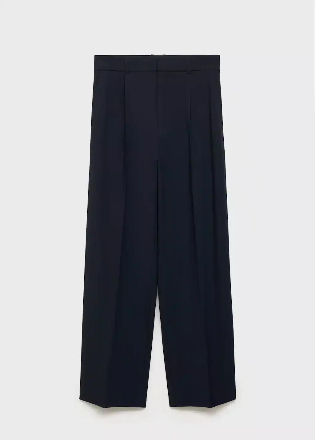 Navy Low-Rise Wide-Leg Trousers, , large image number 3