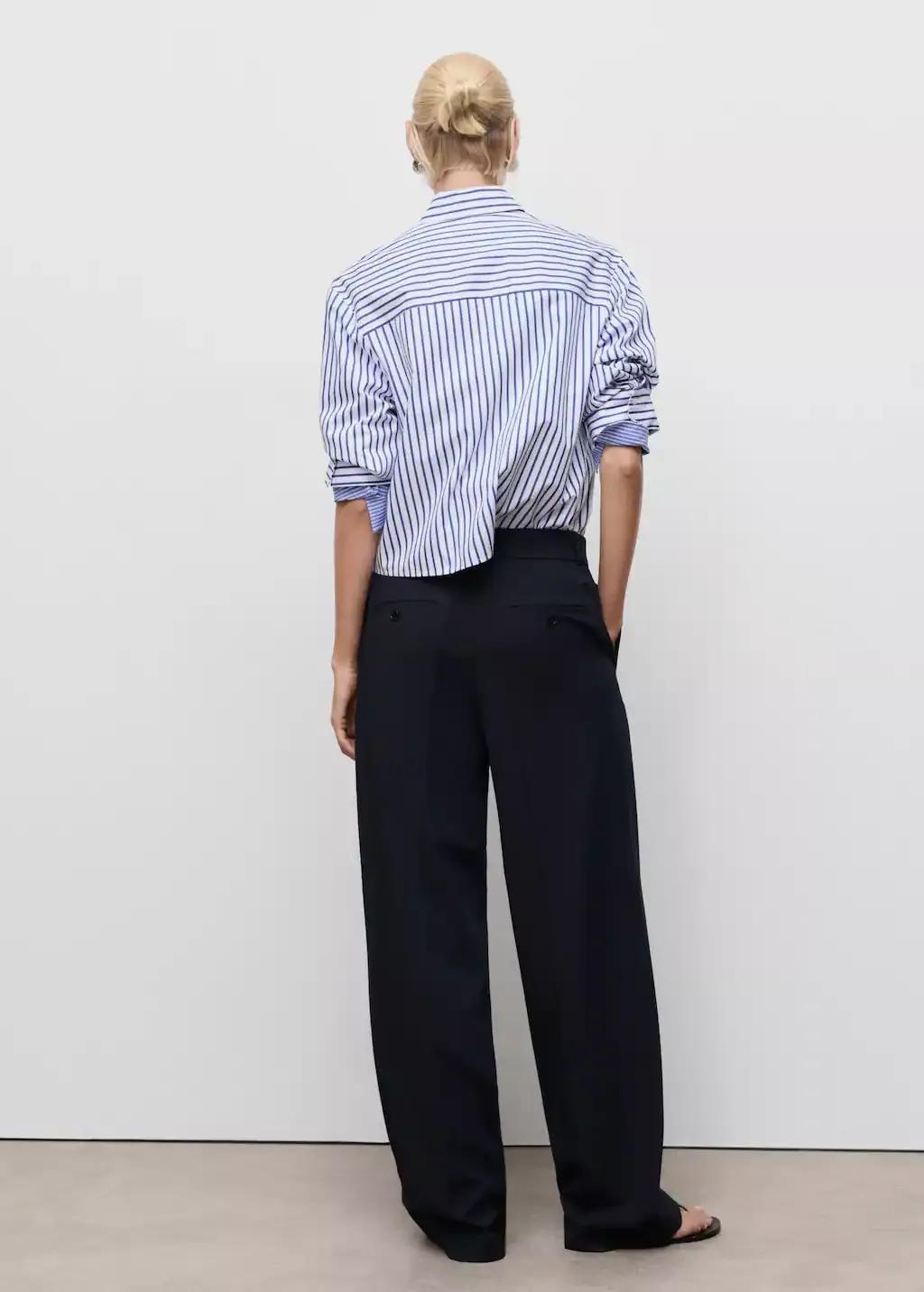 Navy Low-Rise Wide-Leg Trousers, , large image number 4