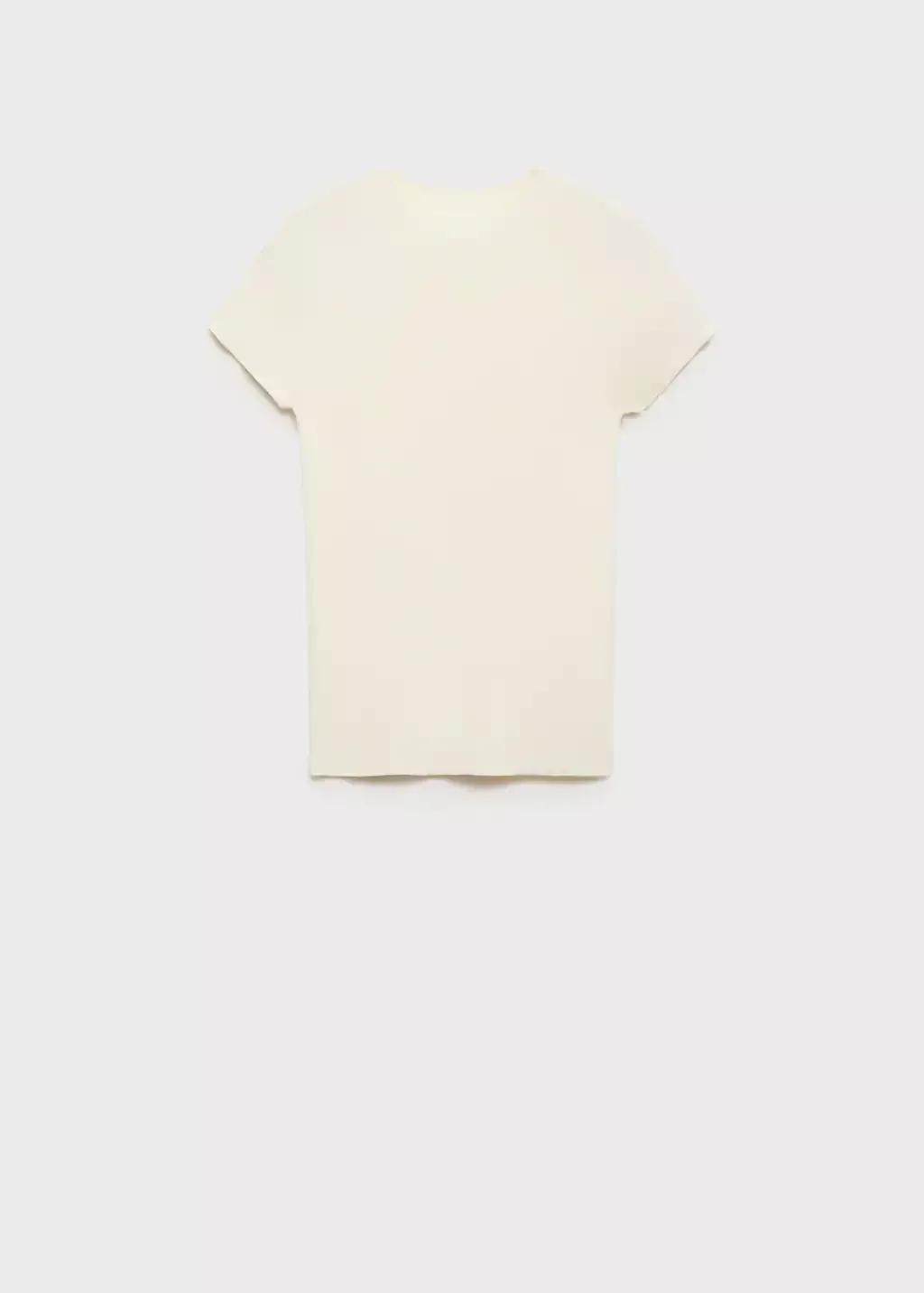 LIGHT BEIGE Ribbed-knit short-sleeved sweater, , large image number 3