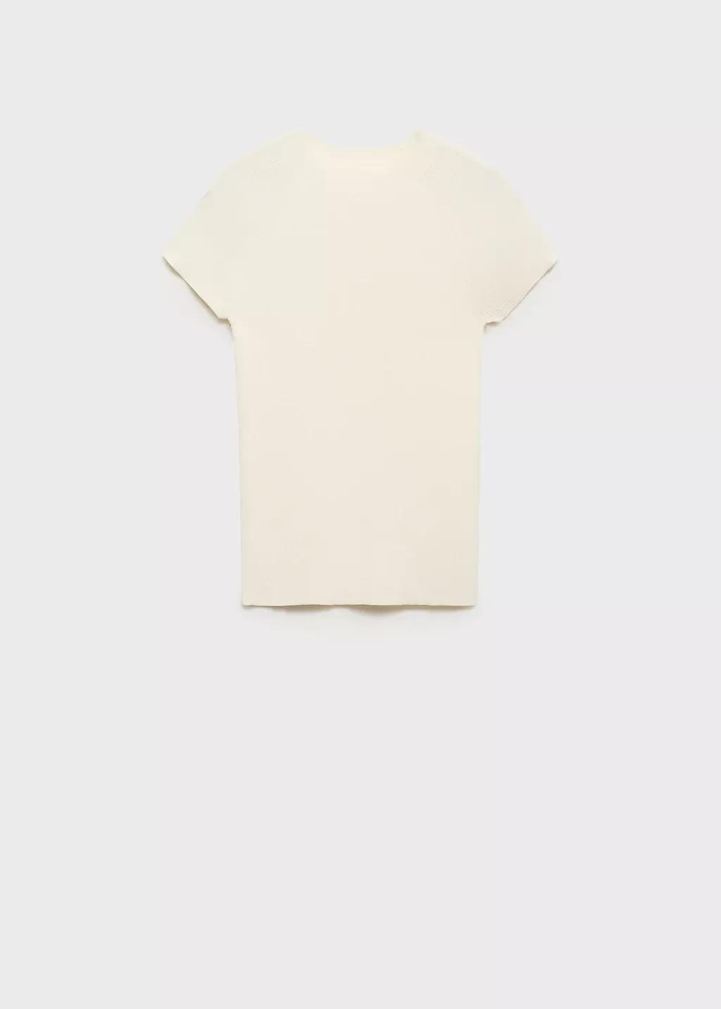 LIGHT BEIGE Ribbed-knit short-sleeved sweater, , large image number 6
