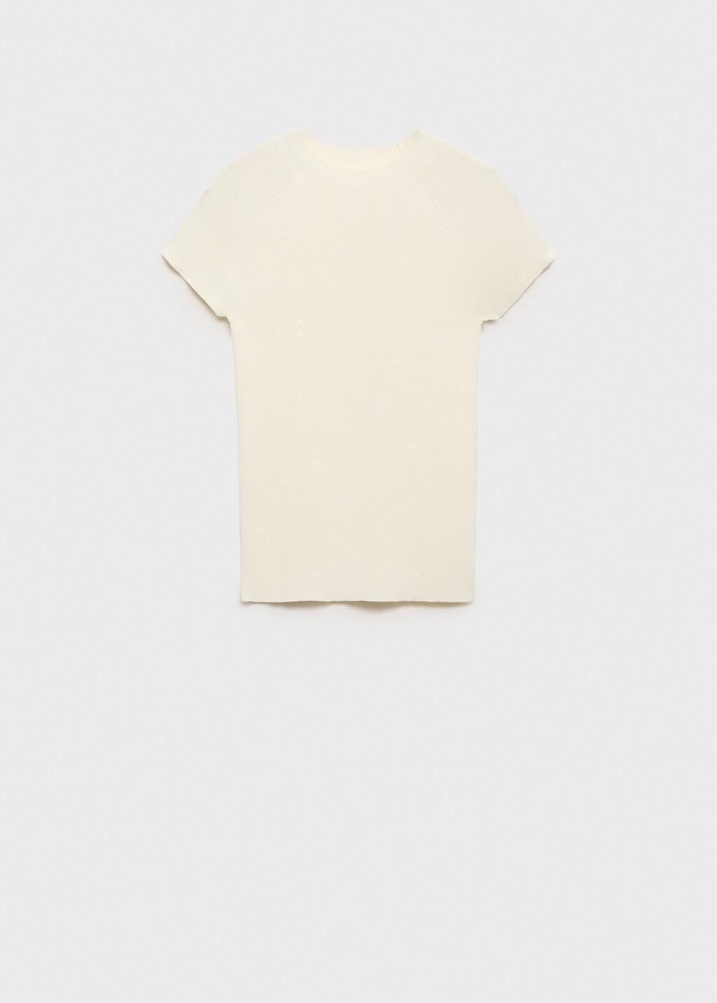 LIGHT BEIGE Ribbed-knit short-sleeved sweater, 0201_05, large image number 9