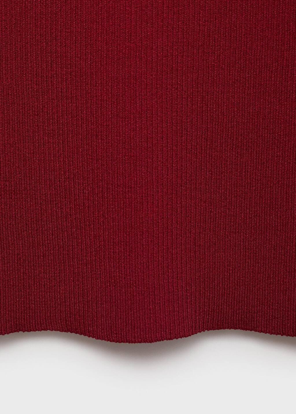 Red Ribbed-Knit Short-Sleeved Sweater, , large image number 1