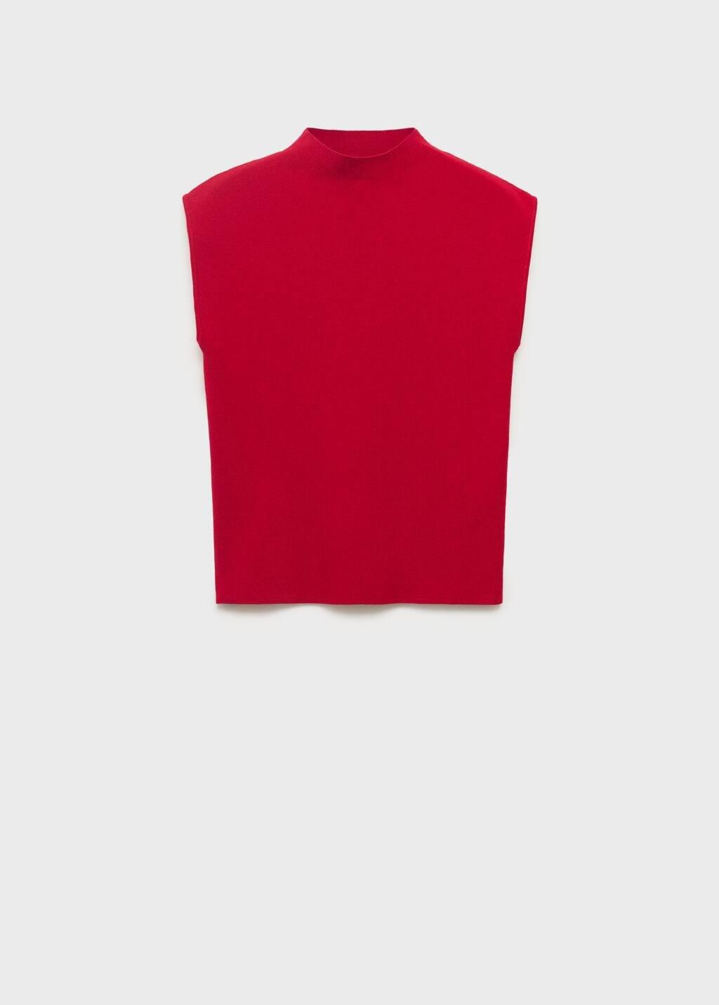 Red Perkins-Neck Knitted Top, , large image number 0