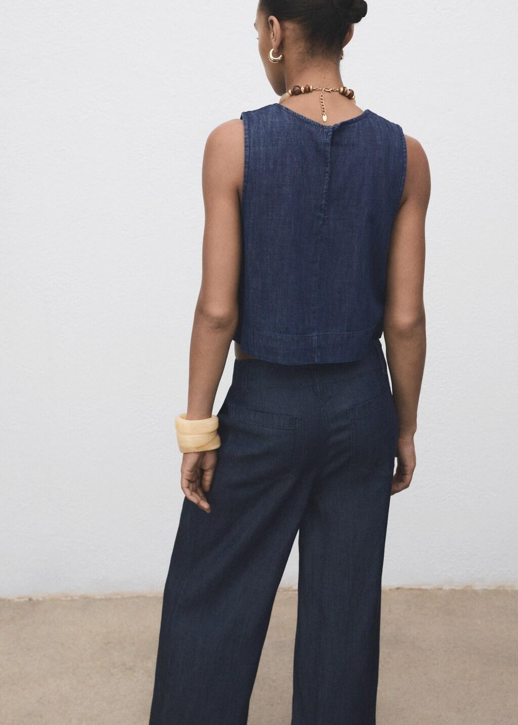 Blue Denim Crop Top, , large image number 2
