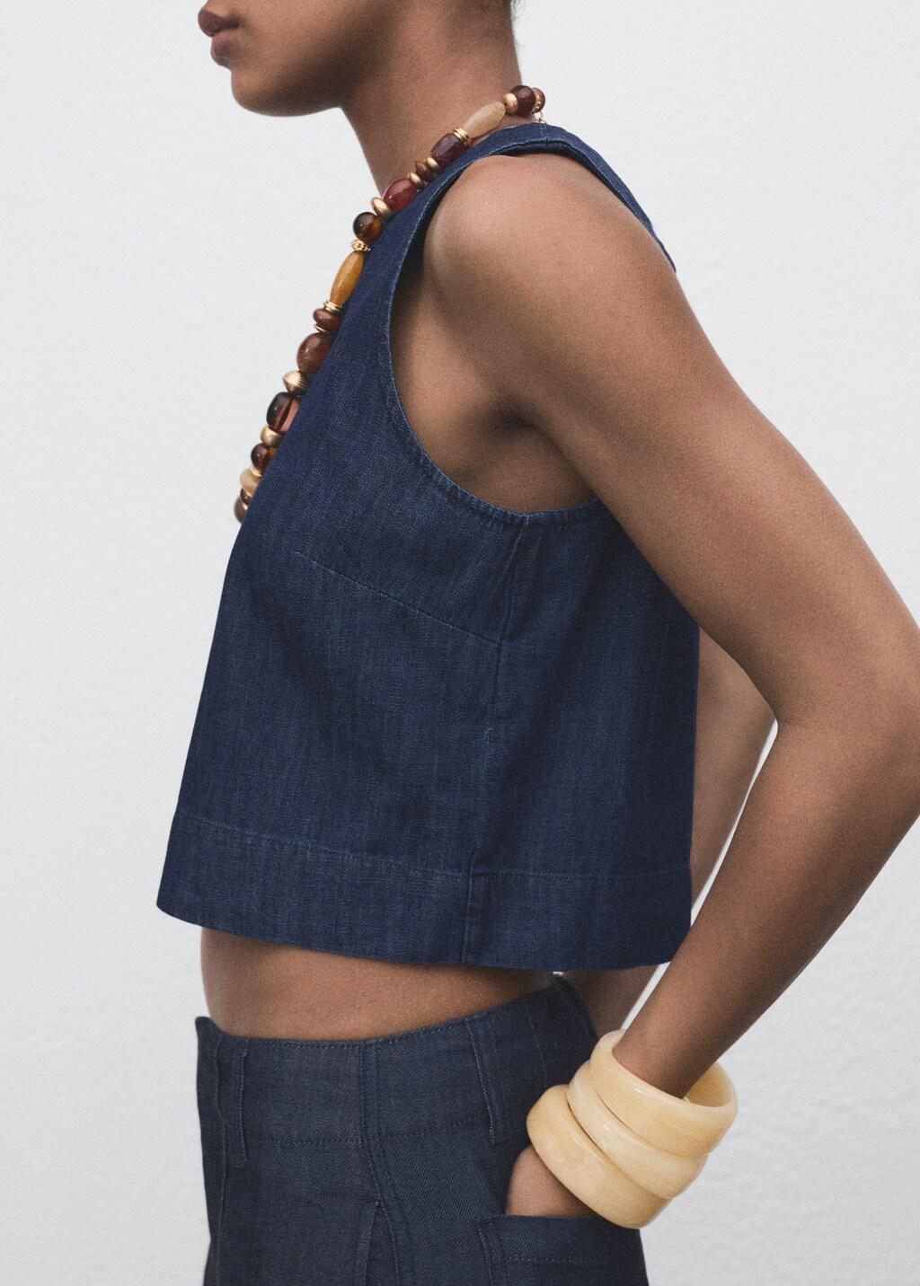 Blue Denim Crop Top, , large image number 7