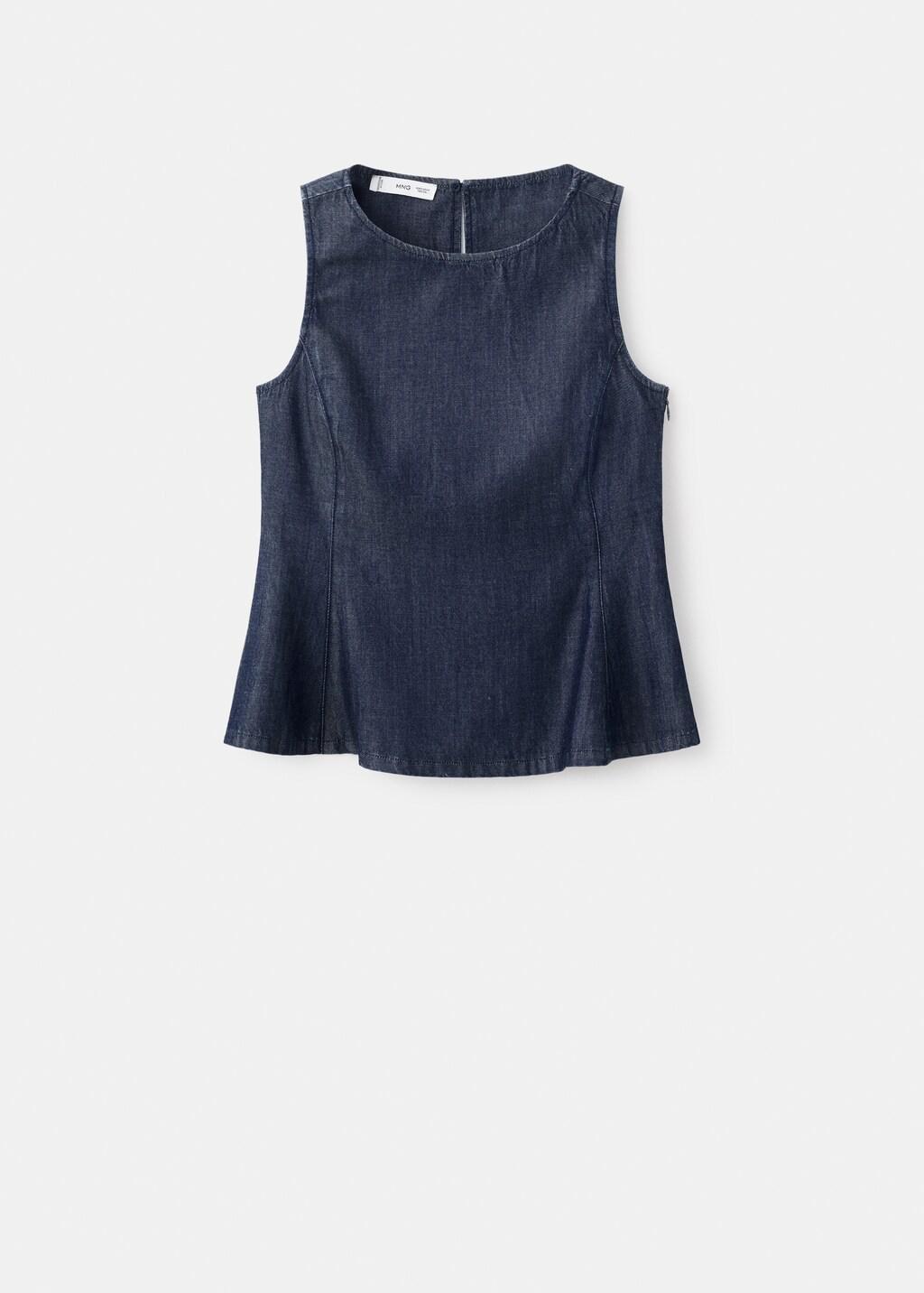 Blue Denim Crop Top, , large image number 8