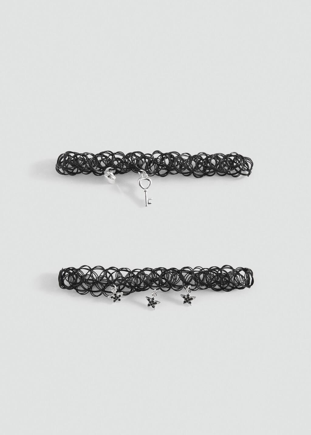 Black 2 Chokers Pack, Kids Girl, Black, medium