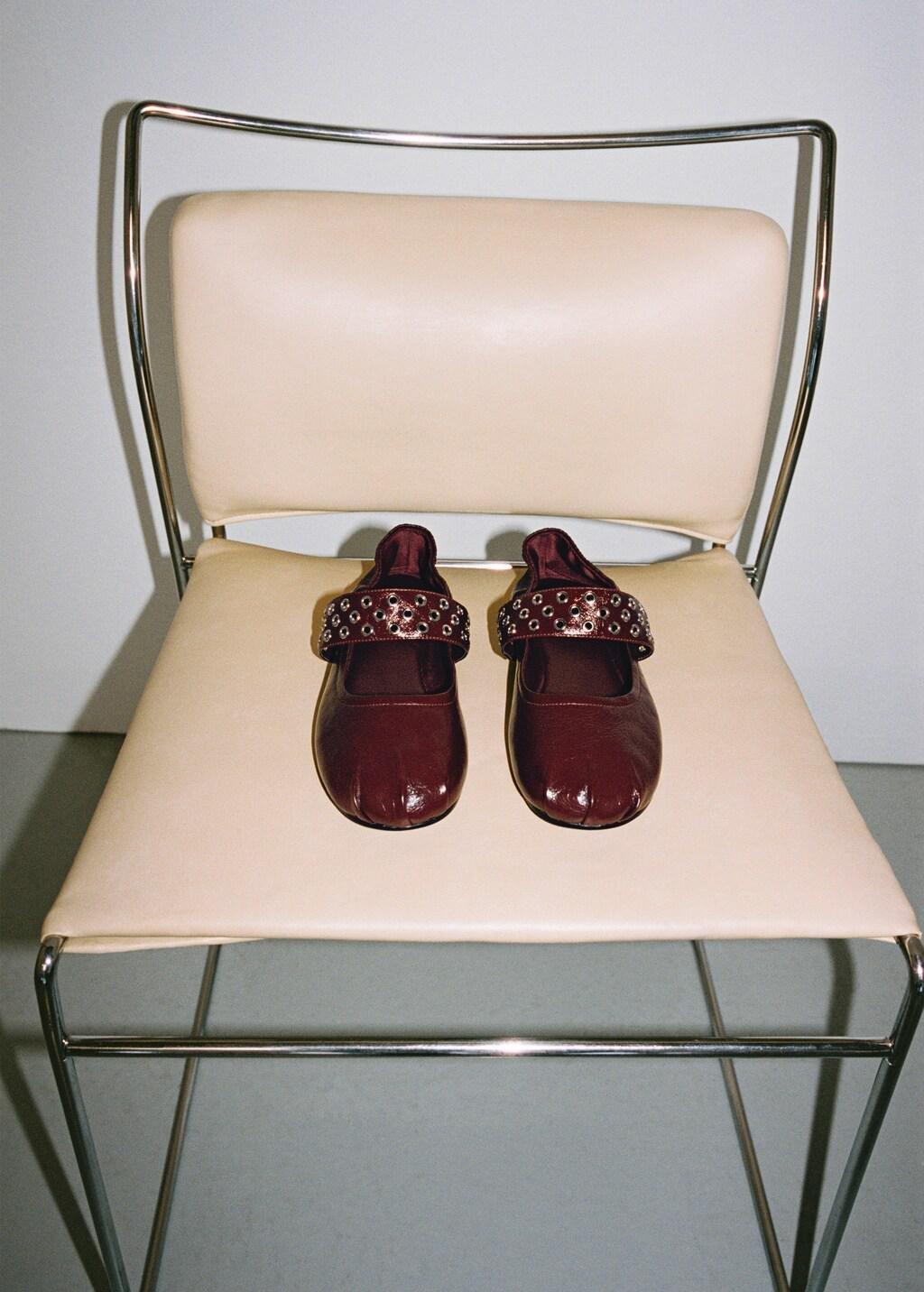 Red Leather Ballerina Eyelets, , medium