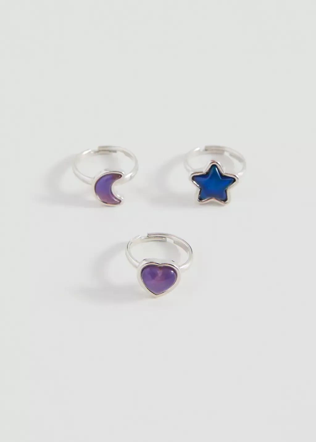 Silver Combined Rings, Set Of 3, Kids Girls, Silver, large image number 0