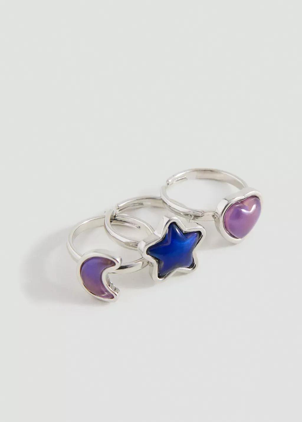Silver Combined Rings, Set Of 3, Kids Girls, Silver, large image number 1