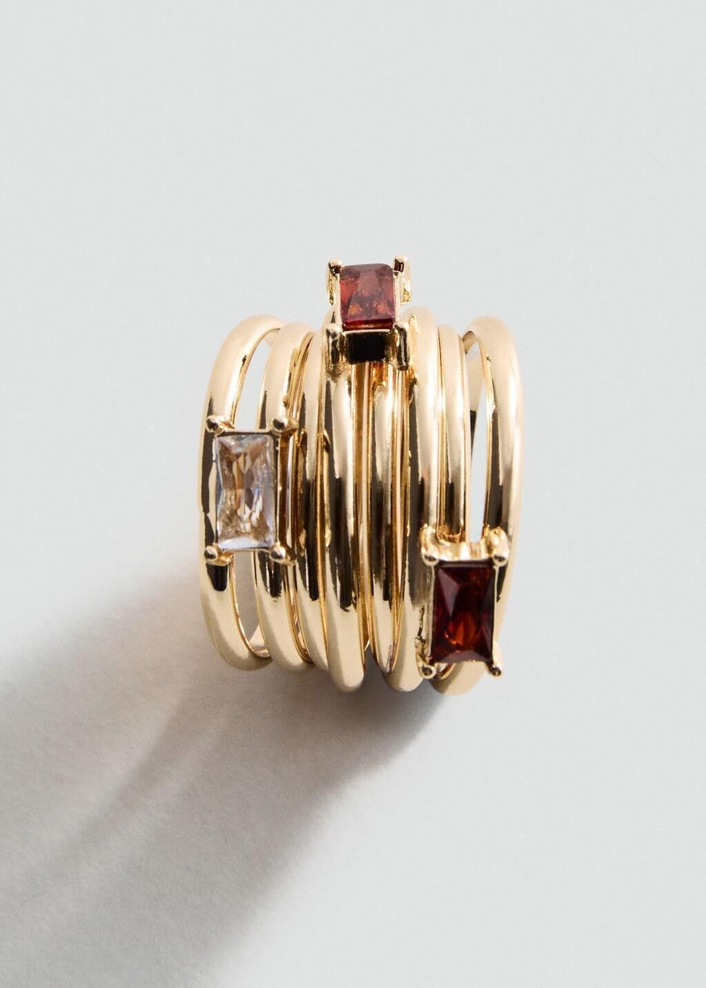 Gold Mixed Crystal Ring, , large image number 1