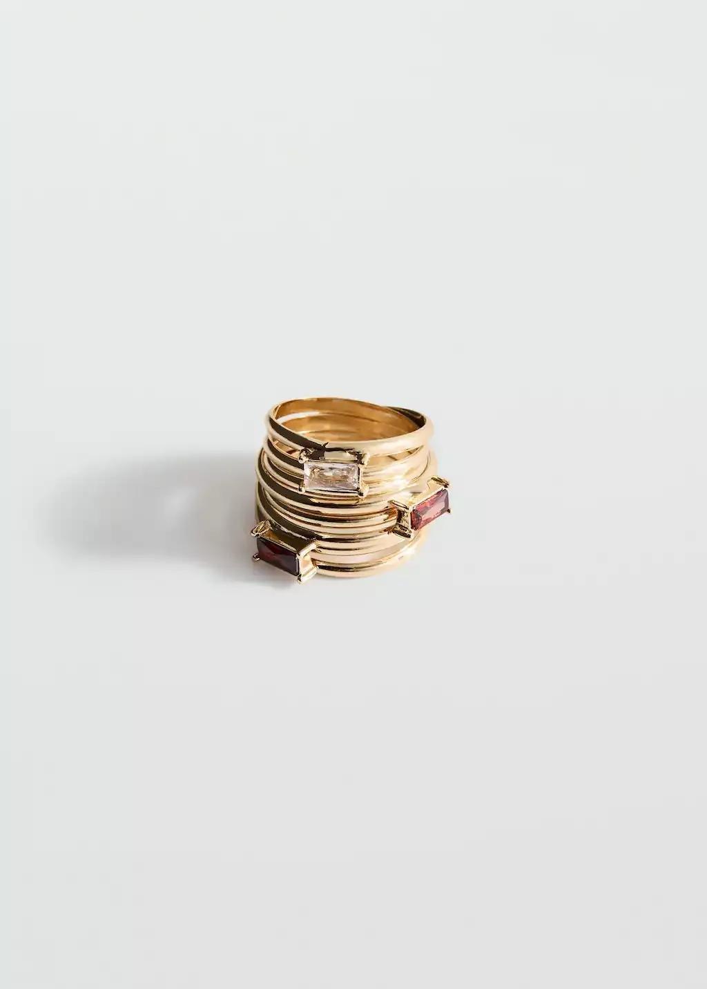 Gold Mixed Crystal Ring, Gold, large image number 1