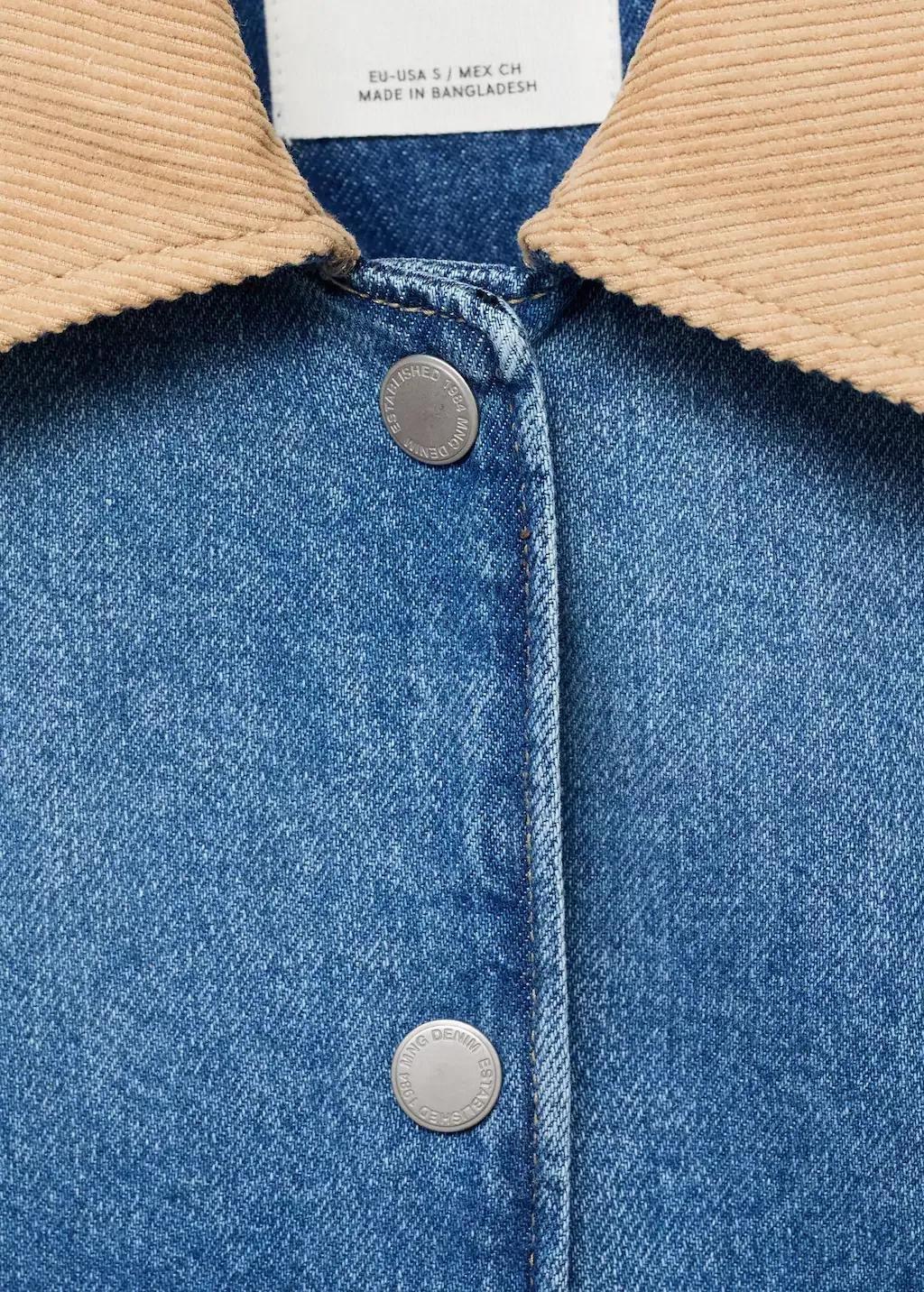 Blue Corduroy Collar Denim Jacket, , large image number 3