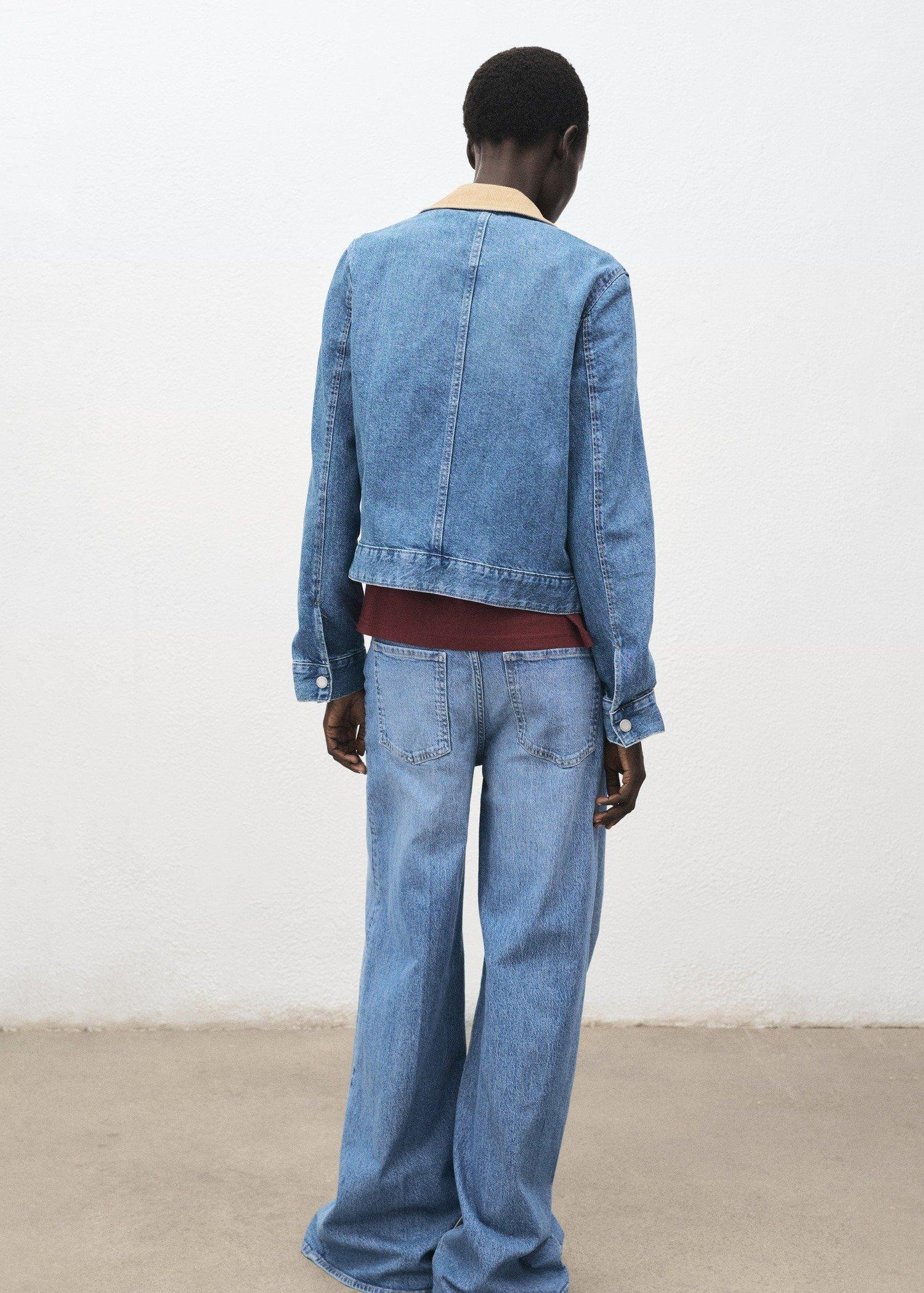 Blue Corduroy Collar Denim Jacket, , large image number 4