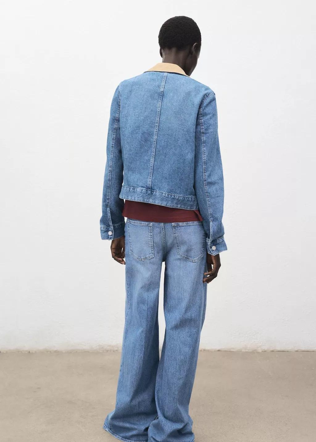 Blue Corduroy Collar Denim Jacket, , large image number 5