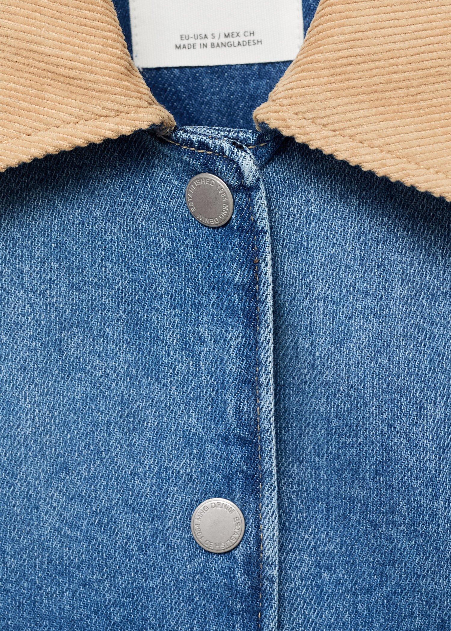 Blue Corduroy Collar Denim Jacket, , large image number 10