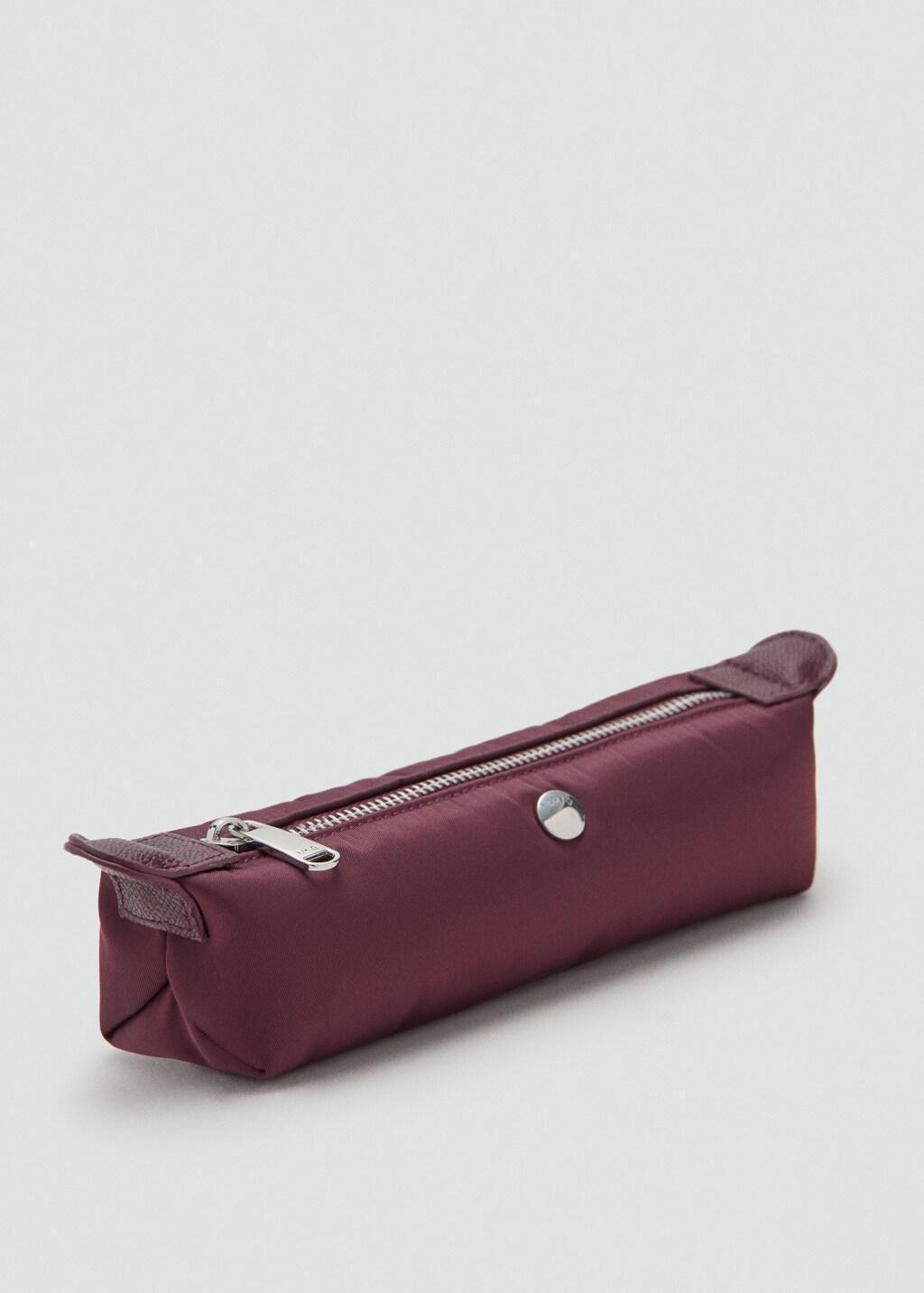 Burgundy Nylon Zippered Pencil Case, 0201_78, large image number 0