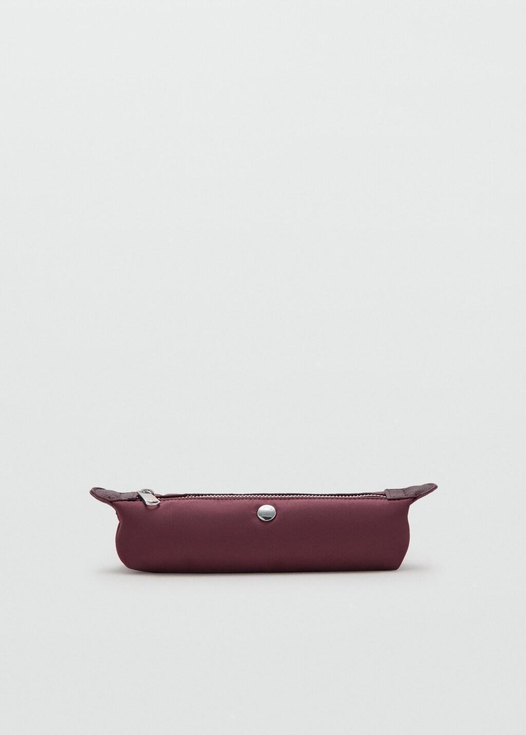 Burgundy Nylon Zippered Pencil Case, 0201_78, large image number 2
