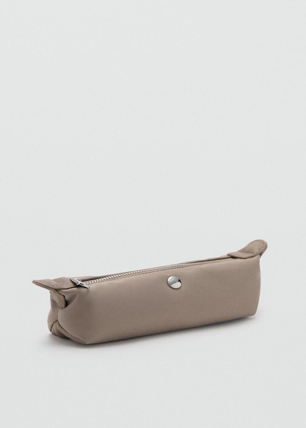 Brown Nylon Zippered Pencil Case, 0201_TA, medium