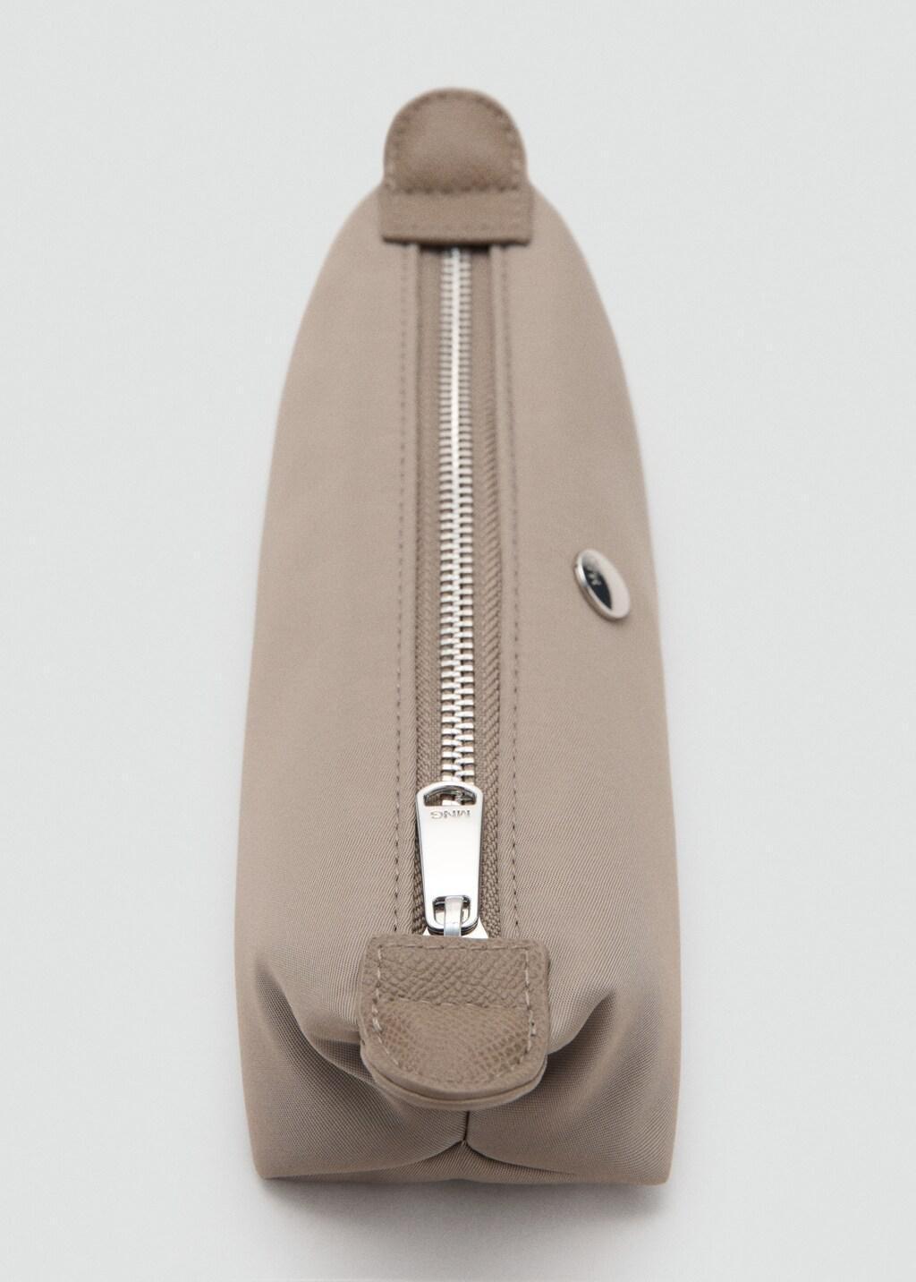 Brown Nylon Zippered Pencil Case, 0201_TA, large image number 1