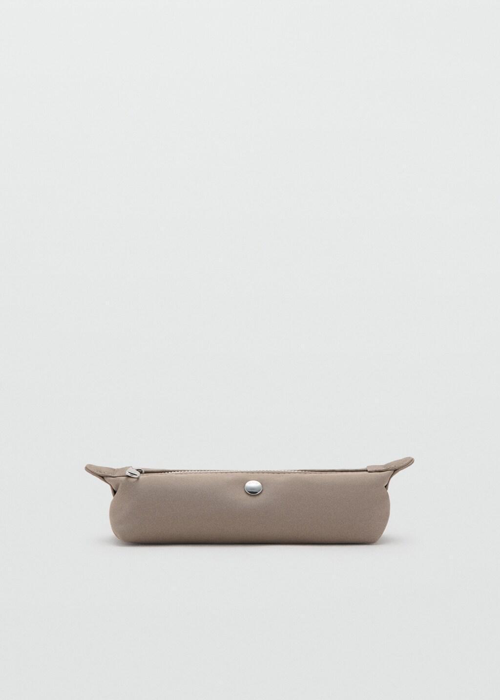 Brown Nylon Zippered Pencil Case, 0201_TA, medium