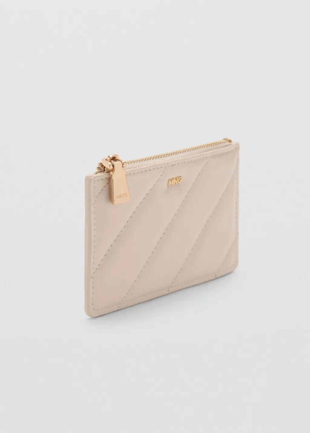 NATURAL WHITE Small quilted wallet, , medium
