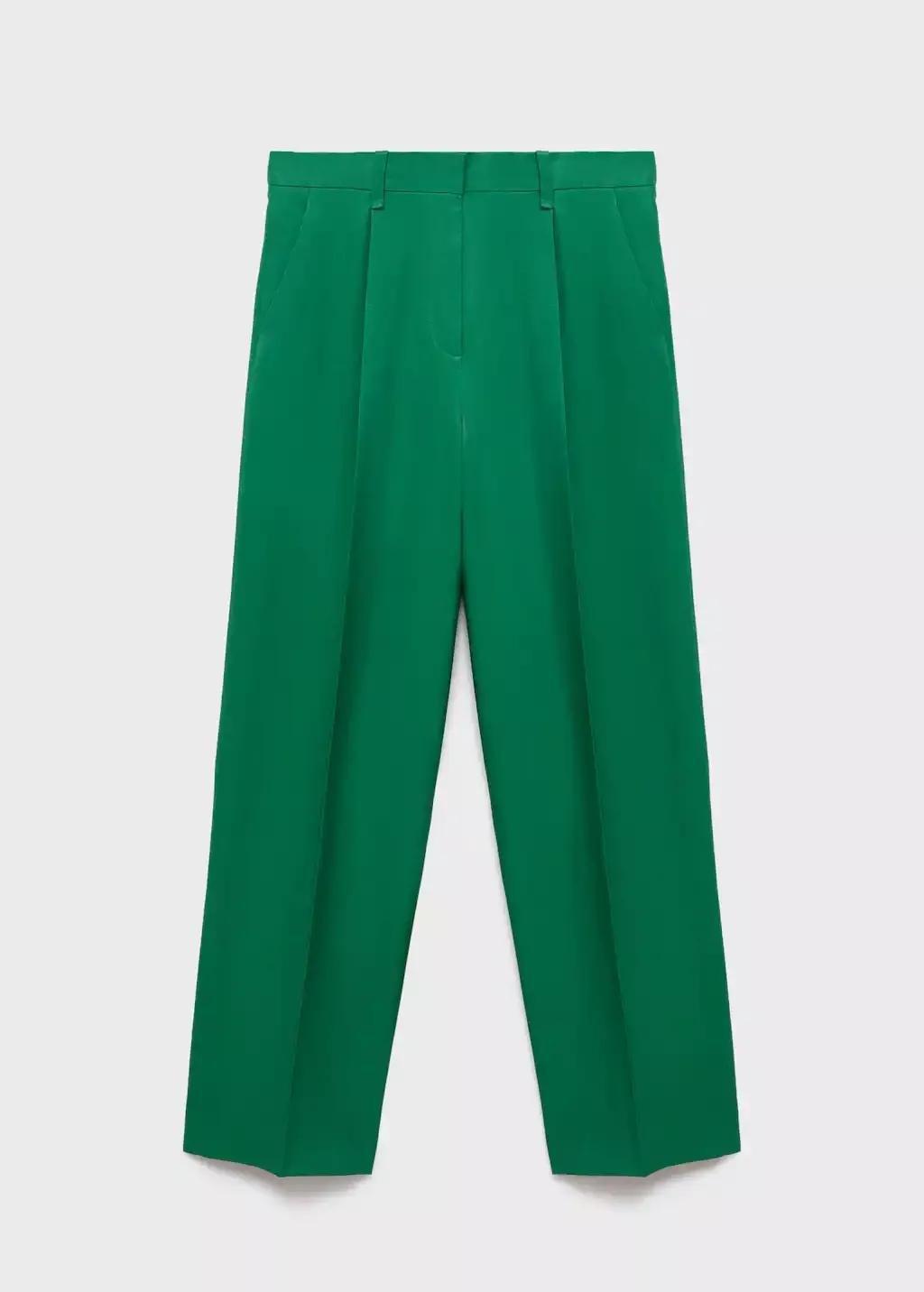 Green Straight-Fit Linen-Blend Suit Trousers, , large image number 3