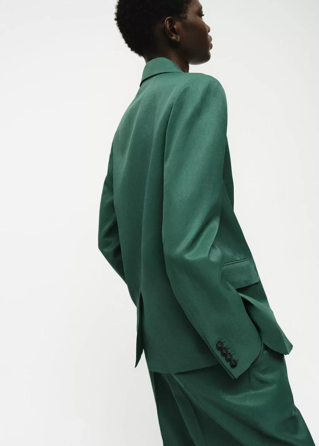 GREEN Linen-blend suit jacket, , large image number 0