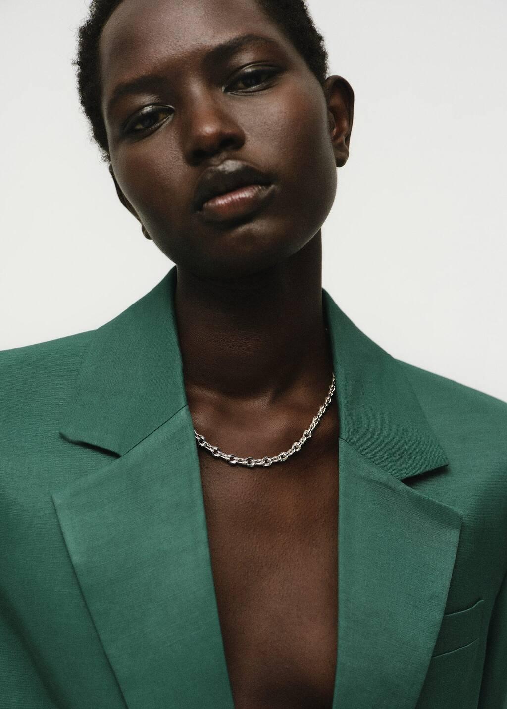 GREEN Linen-blend suit jacket, , large image number 1