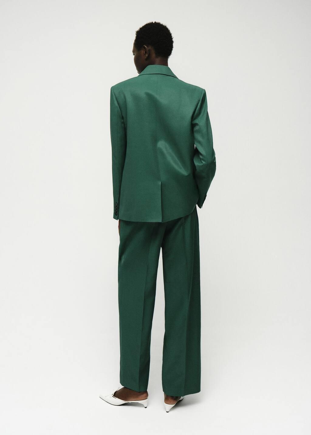 GREEN Linen-blend suit jacket, , large image number 6