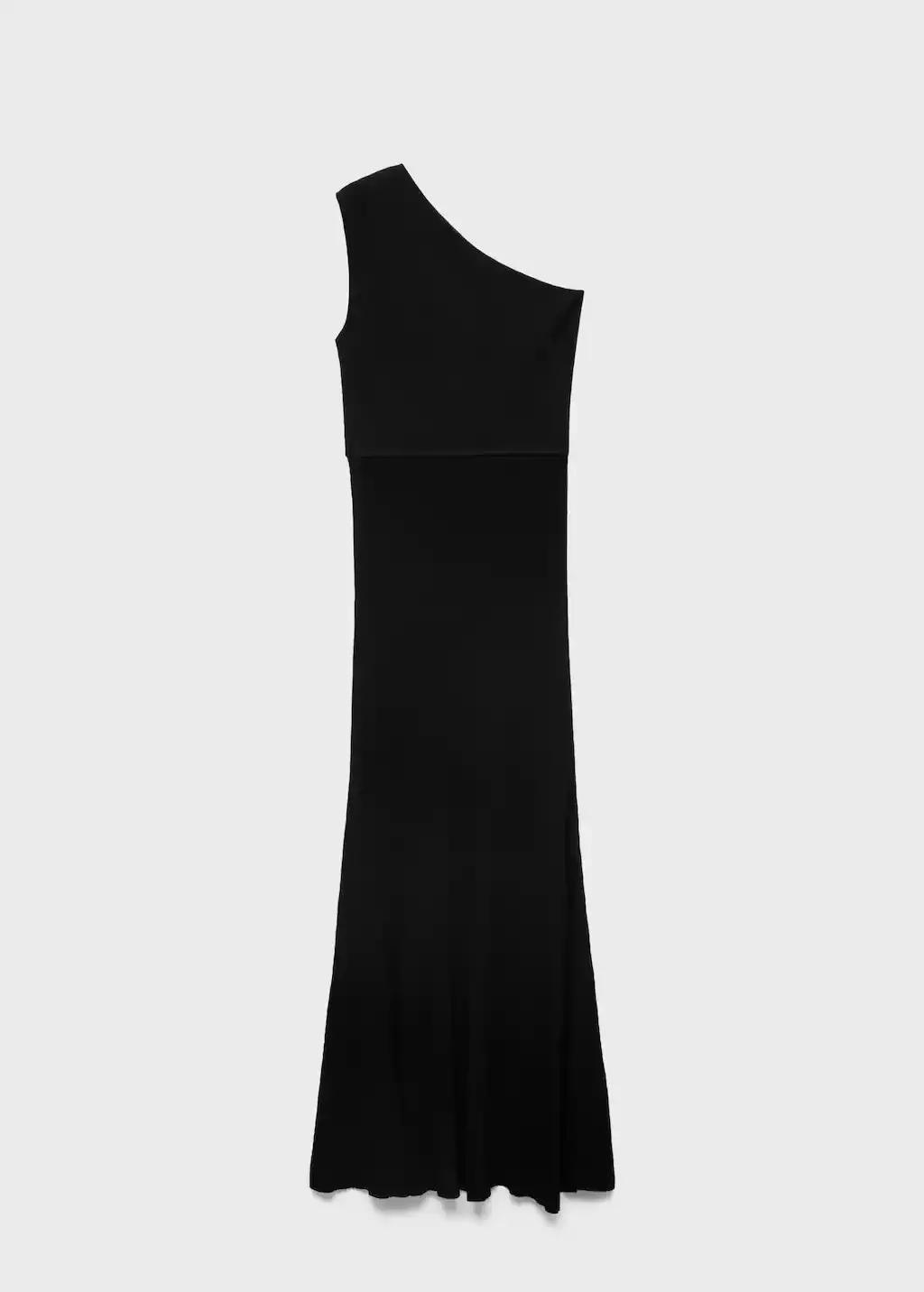 Black Asymmetric Combined Knit Dress, , large image number 3