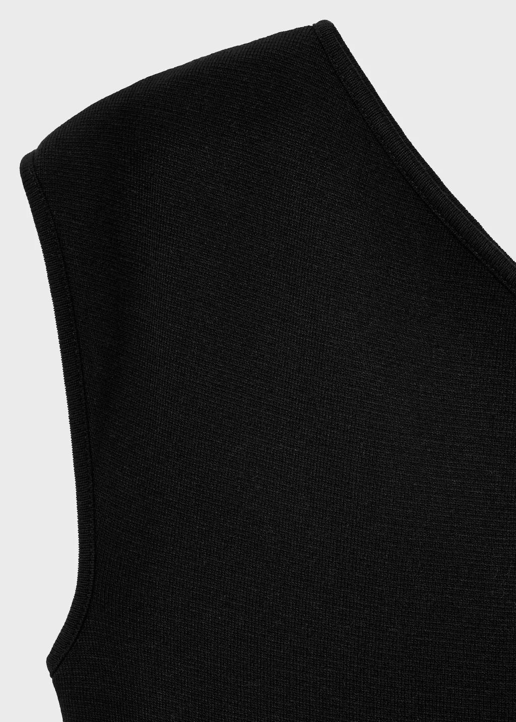 Black Asymmetric Combined Knit Dress, , large image number 5